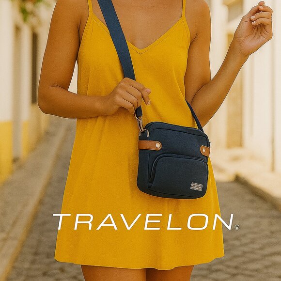 Travelon Denim Crossbody Bag – Compact, Secure, & Stylish - Picture 1 of 13